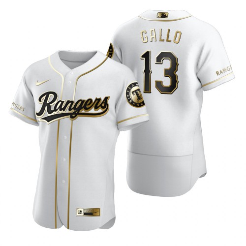 Texas Texas Rangers #13 Joey Gallo White Men's Authentic Golden Edition Jersey Men's