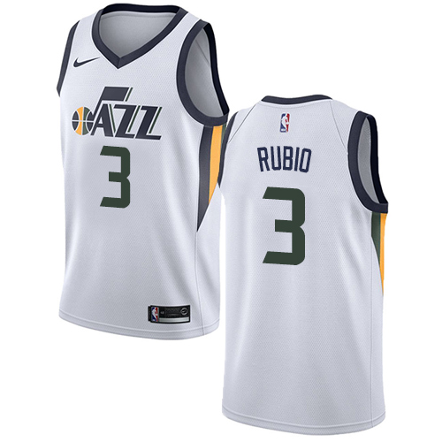 Utah Jazz #3 Ricky Rubio White Womens Swingman Association Edition Jersey Womens