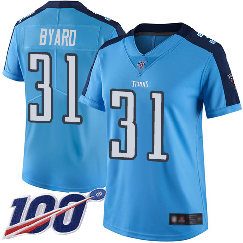 Tennessee Titans #31 Kevin Byard Light Blue Women's Stitched Limited Rush 100th Season Jersey Womens