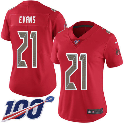 Tampa Bay Buccaneers #21 Justin Evans Red Women's Stitched Limited Rush 100th Season Jersey Womens