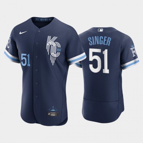 Kansas City Kansas City Royals #51 Brady Singer Men's Authentic 2022 City Connect Navy Jersey Men's