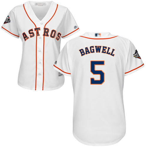 Houston Astros #5 Jeff Bagwell White Home 2019 World Series Bound Women's Stitched Jersey Womens