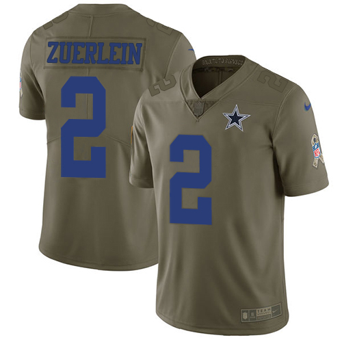Dallas Cowboys #2 Greg Zuerlein Olive Youth Stitched Limited 2017 Salute To Service Jersey Youth
