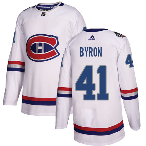 Adidas Montreal Canadiens #41 Paul Byron White Authentic 2017 100 Classic Stitched Jersey Men's