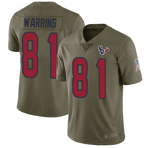 Houston Texans #81 Kahale Warring Olive Men's Stitched Limited 2017 Salute To Service Jersey Men's