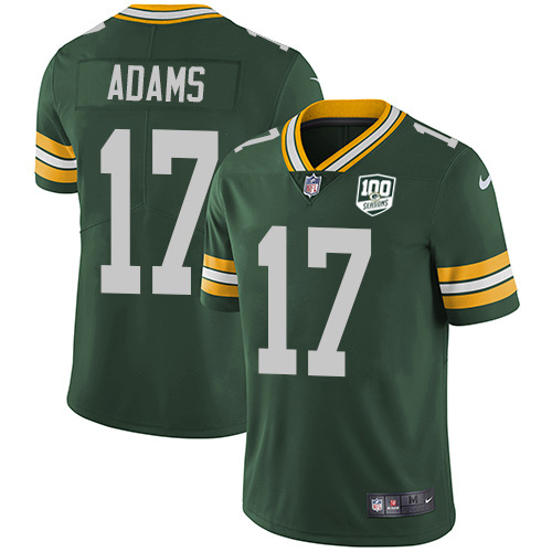 Packers #17 Davante Adams Green Team Color Youth 100th Season Stitched Vapor Untouchable Limited Jersey