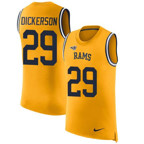 Rams #29 Eric Dickerson Gold Men's Stitched Limited Rush Tank Top Jersey