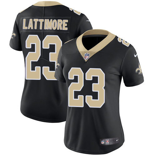 New Orleans Saints #23 Marshon Lattimore Black Team Color Women's Stitched Vapor Untouchable Limited Jersey Womens