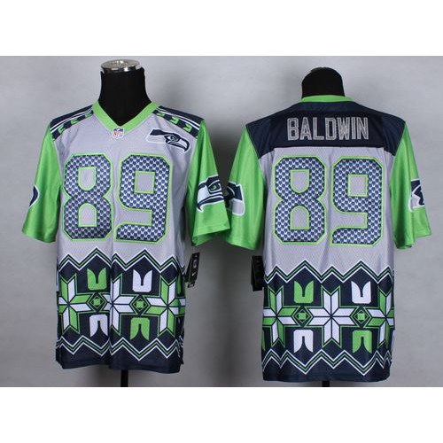 Seattle Seahawks #89 Doug Baldwin Grey Men's Stitched Elite Noble Fashion Jersey Men's