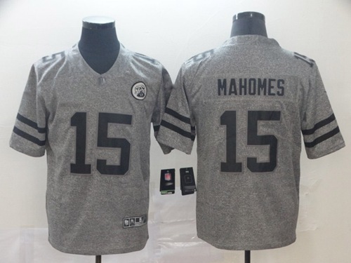 Chiefs #15 Patrick Mahomes Gray Men's Stitched Limited Gridiron Gray Jersey