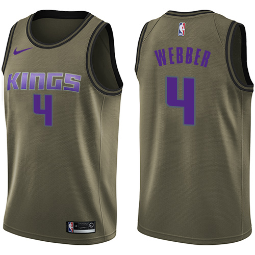 Sacramento Kings #4 Chris Webber Green Salute to Service Youth Swingman Jersey Youth