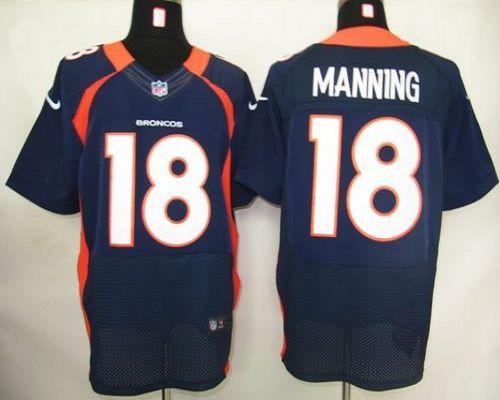 Broncos #18 Peyton Manning Navy Blue Men's Stitched Elite Jersey