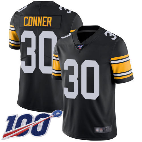 Pittsburgh Steelers #30 James Conner Black Alternate Youth Stitched 100th Season Vapor Limited Jersey Youth