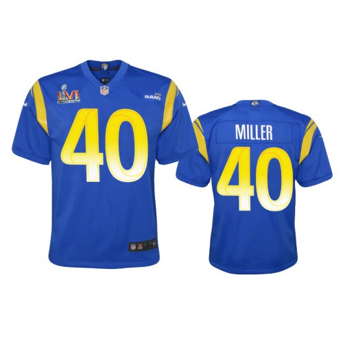 Los Angeles Los Angeles Rams #40 Von Miller Youth Super Bowl LVI Patch Game Jersey - Royal Youth