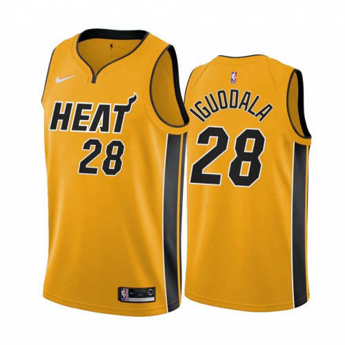 Miami Miami Heat #28 Andre Iguodala Yellow Womens Swingman 2020-21 Earned Edition Jersey Womens