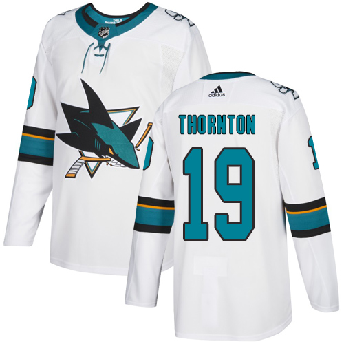 Adidas San Jose Sharks #19 Joe Thornton White Road Authentic Stitched Youth Jersey Youth