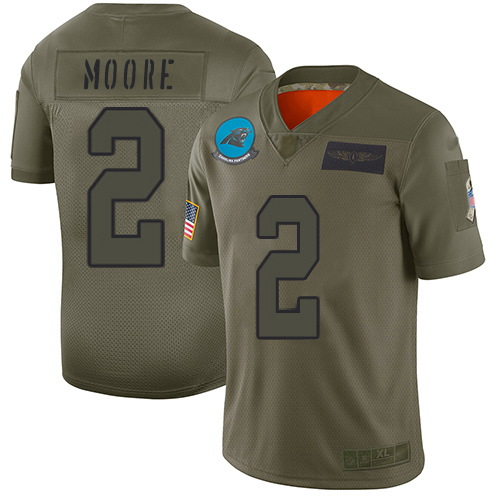 Panthers #2 DJ Moore Camo Youth Stitched Limited 2019 Salute To Service Jersey
