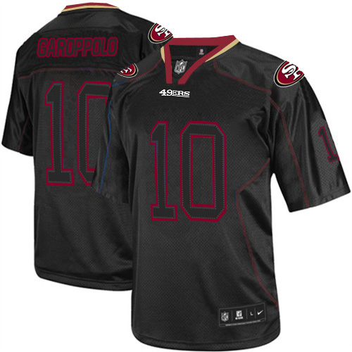 49ers #10 Jimmy Garoppolo Lights Out Black Men's Stitched Elite Jersey