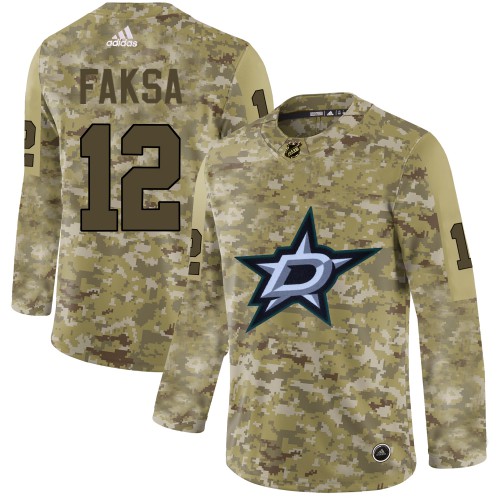 Adidas Dallas Stars #12 Radek Faksa Camo Authentic Stitched Jersey Men's