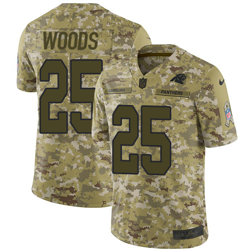 Panthers #25 Xavier Woods Camo Youth Stitched Limited 2018 Salute To Service Jersey