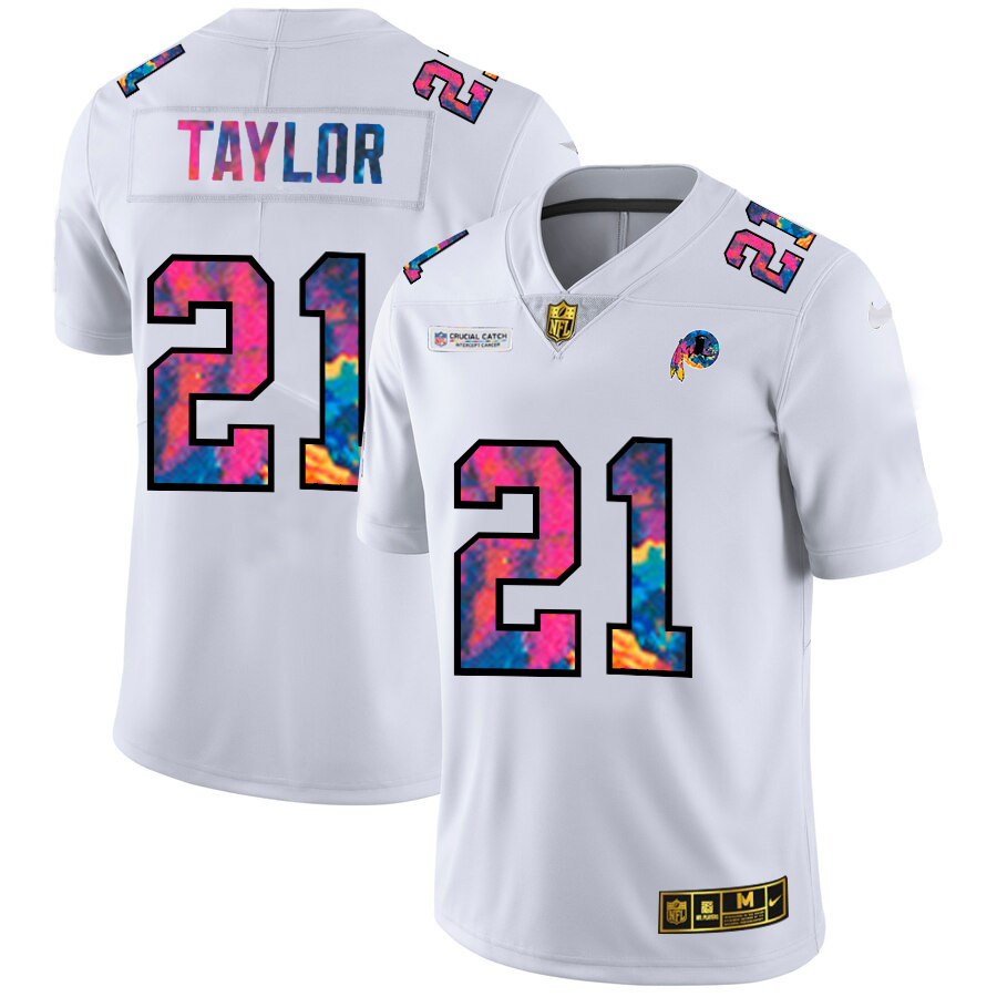 Washington Commanders #21 Sean Taylor Men's White Multi-Color 2020 Crucial Catch Limited Jersey