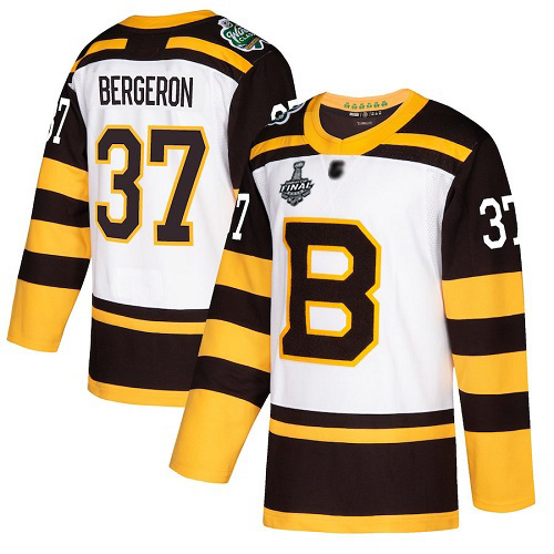 Adidas Boston Bruins #37 Patrice Bergeron White Authentic 2019 Winter Classic Stanley Cup Final Bound Youth Stitched Jersey Youth