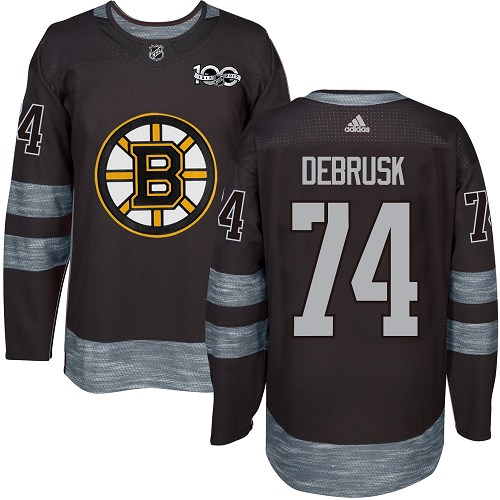 Adidas Boston Bruins #74 Jake DeBrusk Black 1917-2017 100th Anniversary Stitched Jersey Men's