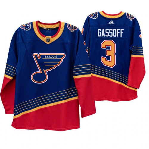 St. Louis St. Louis Blues #3 Bob Gassoff 90s Vintage 2019-20 Authentic Royal Jersey Men's