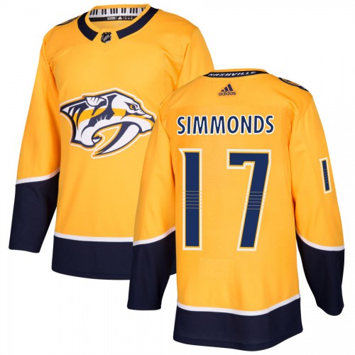 Adidas Nashville Predators #17 Wayne Simmonds Yellow Home Authentic Stitched Jersey Men's
