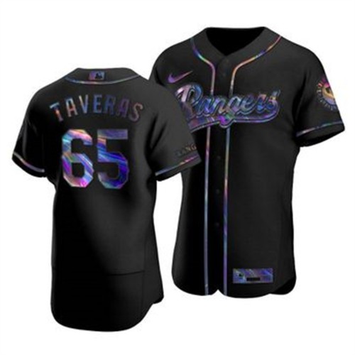 Texas Texas Rangers #65 Leody Taveras Men's Iridescent Holographic Collection Jersey - Black Men's