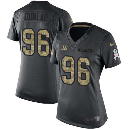 Cincinnati Bengals #96 Carlos Dunlap Black Women's Stitched Limited 2016 Salute to Service Jersey Womens