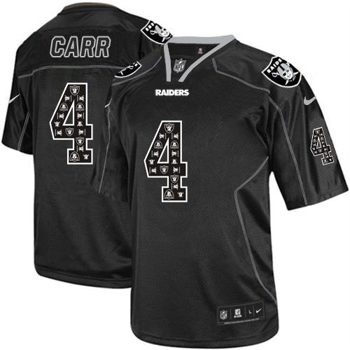 Raiders #4 Derek Carr New Lights Out Black Men's Stitched Elite Jersey