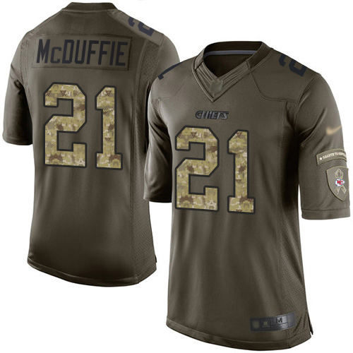 Chiefs #21 Trent McDuffie Green Youth Stitched Limited 2015 Salute To Service Jersey