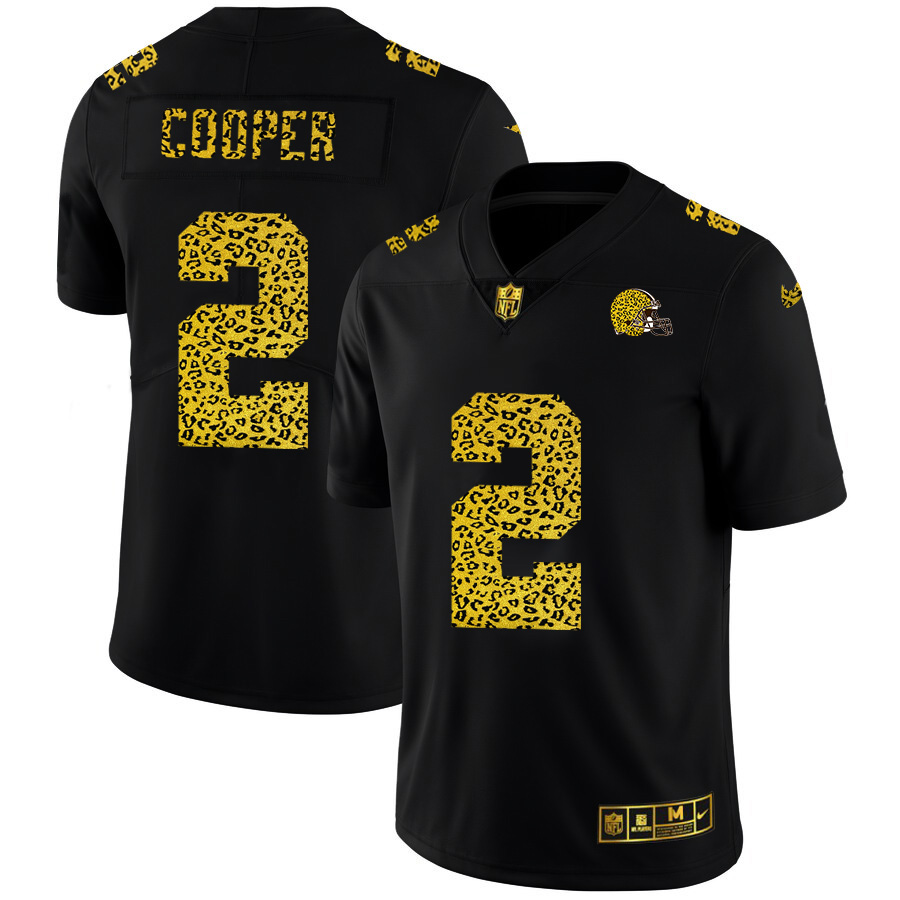 Cleveland Browns #2 Amari Cooper Men's Leopard Print Fashion Vapor Limited Jersey Black