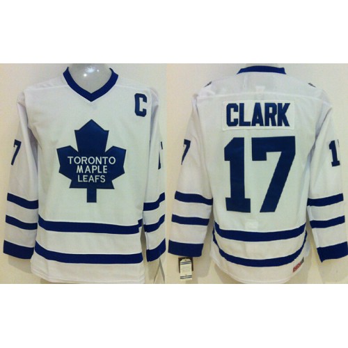 Maple Toronto Maple Leafs #17 Wendel Clark White CCM Throwback Stitched Jersey Men's