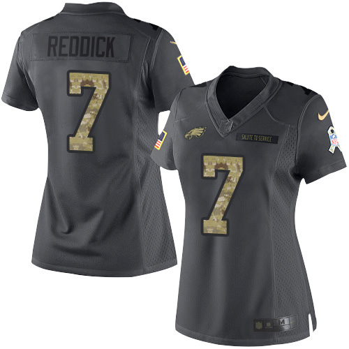 Eagles #7 Haason Reddick Black Women's Stitched Limited 2016 Salute To Service Jersey