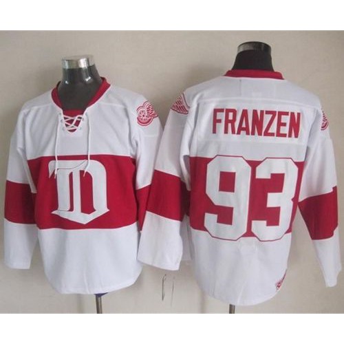 Detroit Red Wings #93 Johan Franzen White Winter Classic CCM Throwback Stitched Jersey Men's