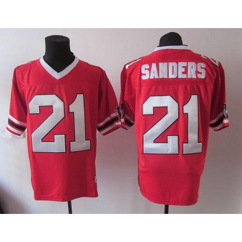 1992 Mitchell And Ness Atlanta Falcons #21 Deion Sanders Red Throwback Stitched Jersey Men's