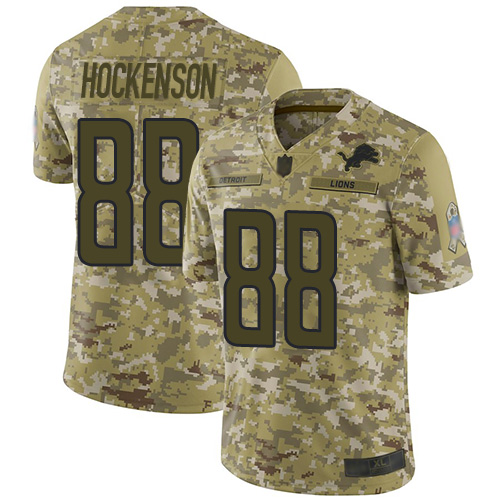 Detroit Lions #88 T.J. Hockenson Camo Youth Stitched Limited 2018 Salute to Service Jersey Youth