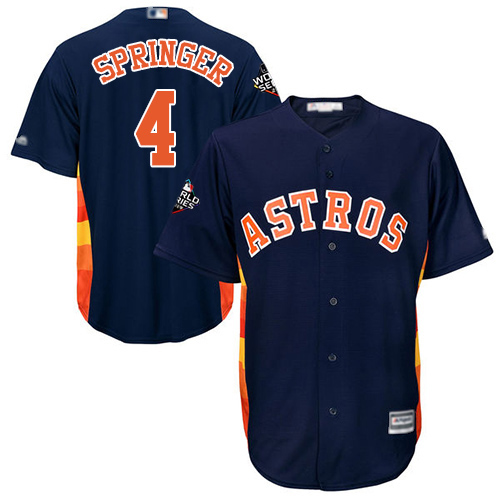 Houston Astros #4 George Springer Navy Blue New Cool Base 2019 World Series Bound Stitched Jersey Men's