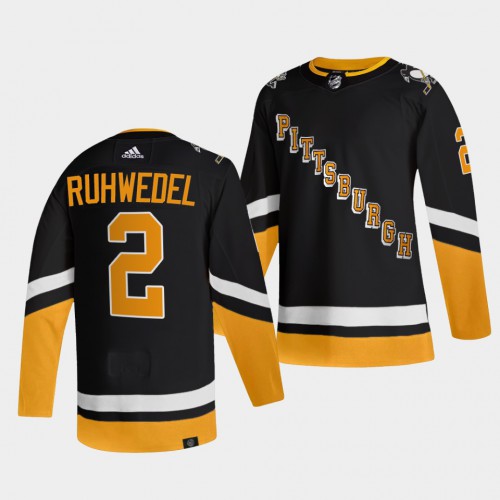 Adidas Pittsburgh Penguins #2 Chad Ruhwedel Men's 2021-22 Alternate Authentic Jersey - Black Men's