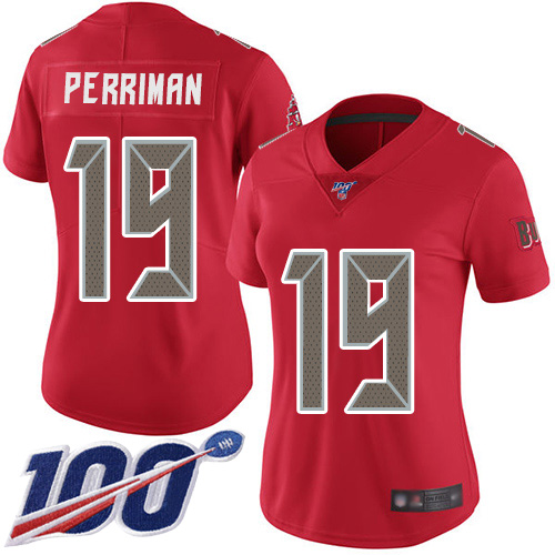 Tampa Bay Buccaneers #19 Breshad Perriman Red Women's Stitched Limited Rush 100th Season Jersey Womens