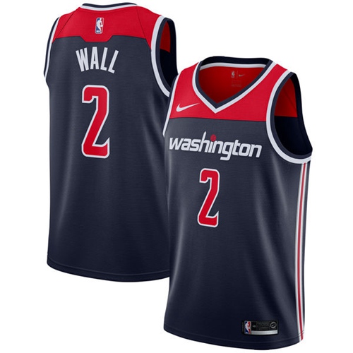 Washington Wizards #2 John Wall Navy Blue Swingman Statement Edition Jersey Mens