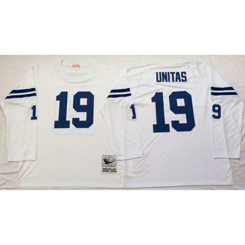Mitchell And Ness Indianapolis Colts #19 Johnny Unitas White Throwback Stitched Jersey Men's