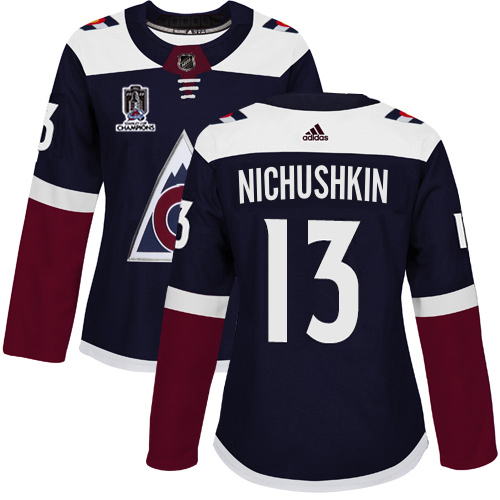 Adidas Colorado Avalanche #13 Valeri Nichushkin Navy Women's 2022 Stanley Cup Champions Alternate Authentic Stitched Jersey Womens