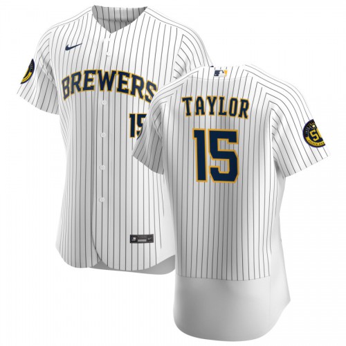 Milwaukee Milwaukee Brewers #15 Tyrone Taylor Men's White Home 2020 Authentic Player Jersey Men's