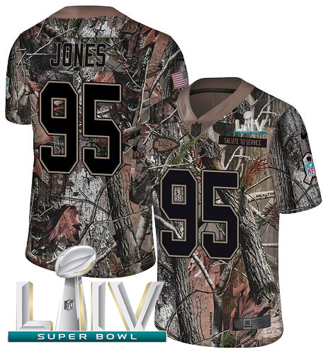 Chiefs #95 Chris Jones Camo Super Bowl LIV 2020 Men's Stitched Limited Rush Realtree Jersey