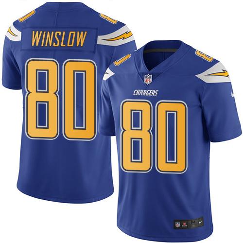 Los Angeles Chargers #80 Kellen Winslow Electric Blue Youth Stitched Limited Rush Jersey Youth