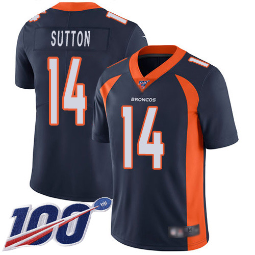 Denver Broncos #14 Courtland Sutton Navy Blue Alternate Men's Stitched 100th Season Vapor Limited Jersey Men's