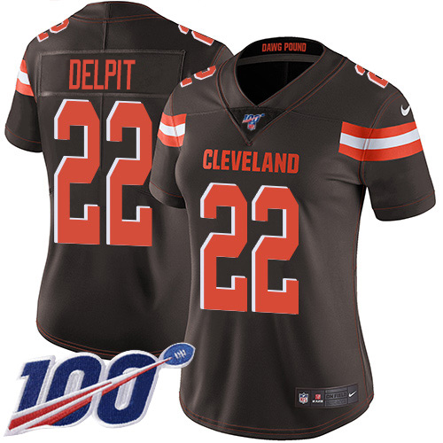 Cleveland Browns #22 Grant Delpit Brown Team Color Women's Stitched 100th Season Vapor Untouchable Limited Jersey Womens